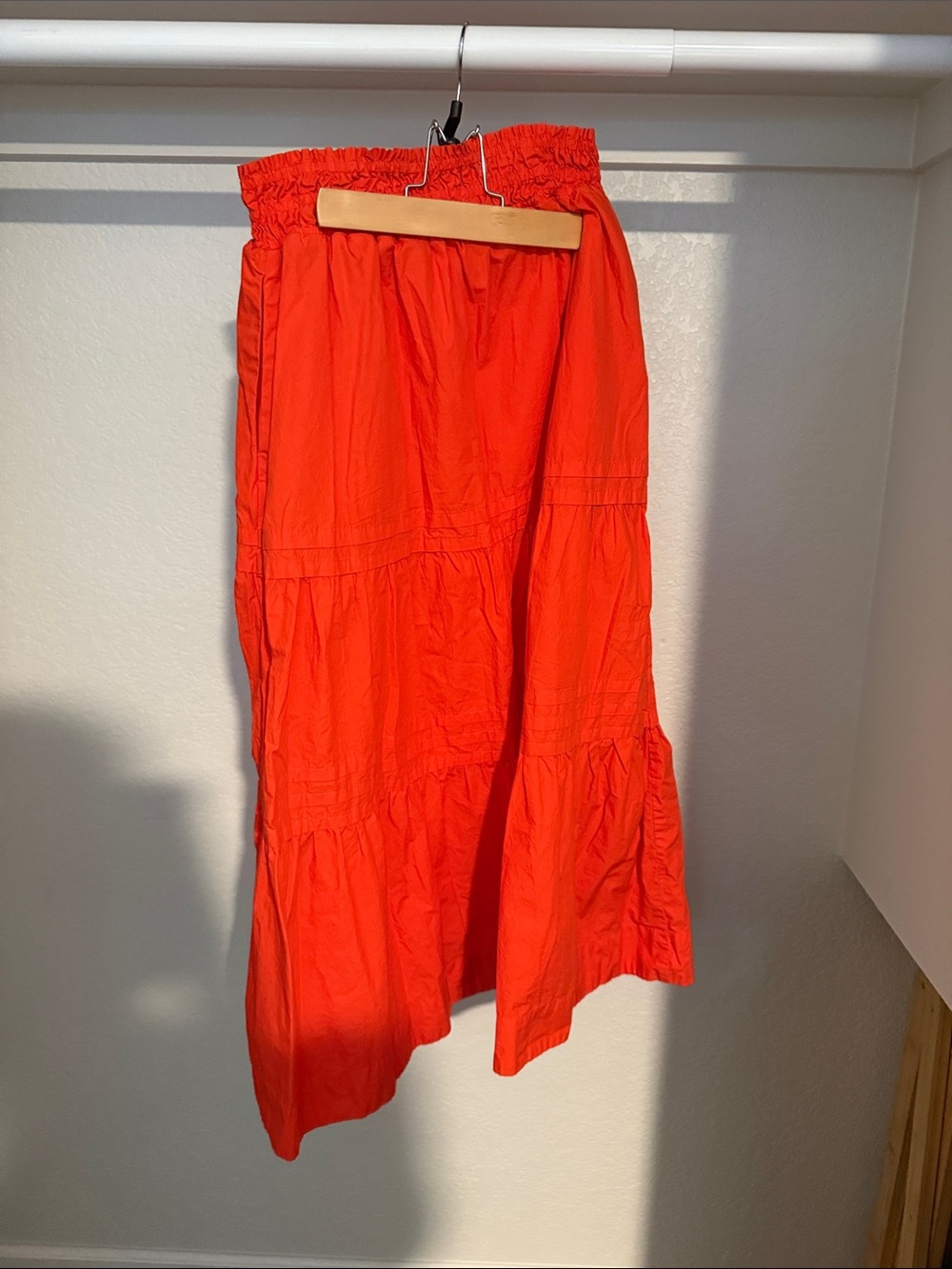 Quince Orange/Red High-Low Tiered Skirt
